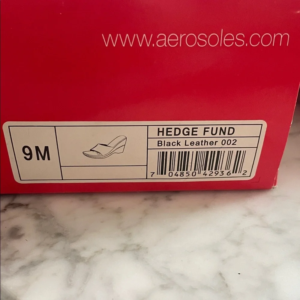 AEROSOLES Black Wedge Slides size 9 - Picture 9 of 9